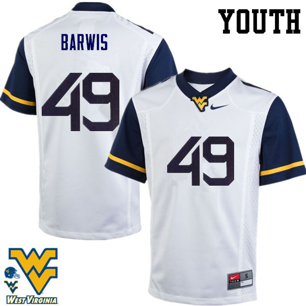 NCAA Youth Connor Barwis West Virginia Mountaineers White #49 Nike Stitched Football College Authentic Jersey SD23U15LP